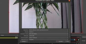 tela de configuração da webcam no programa OBS