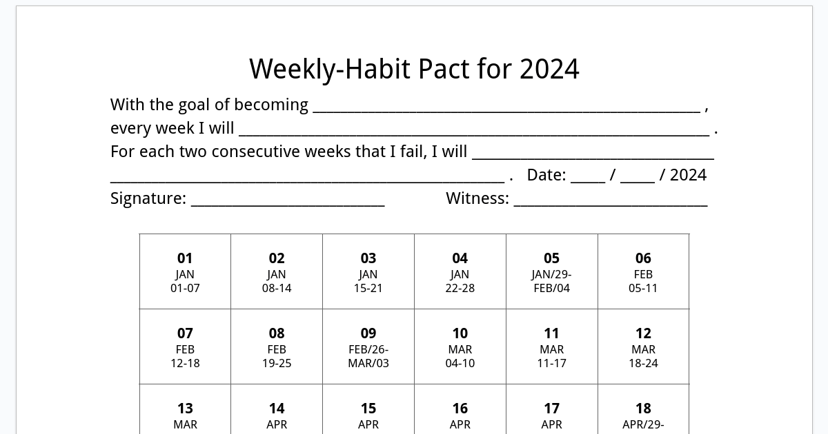 Weekly-Habit Pact (2024)